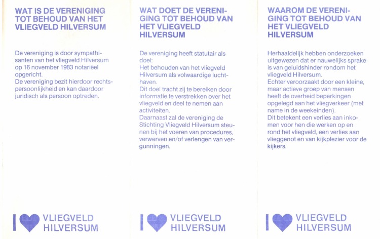 I Love Vliegveld Hilversum Folder achterkant