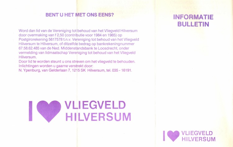 I Love Vliegveld Hilversum Folder voorkant