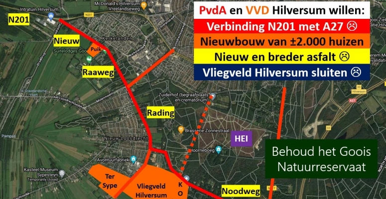 Weg door de natuur van N201 naar A27